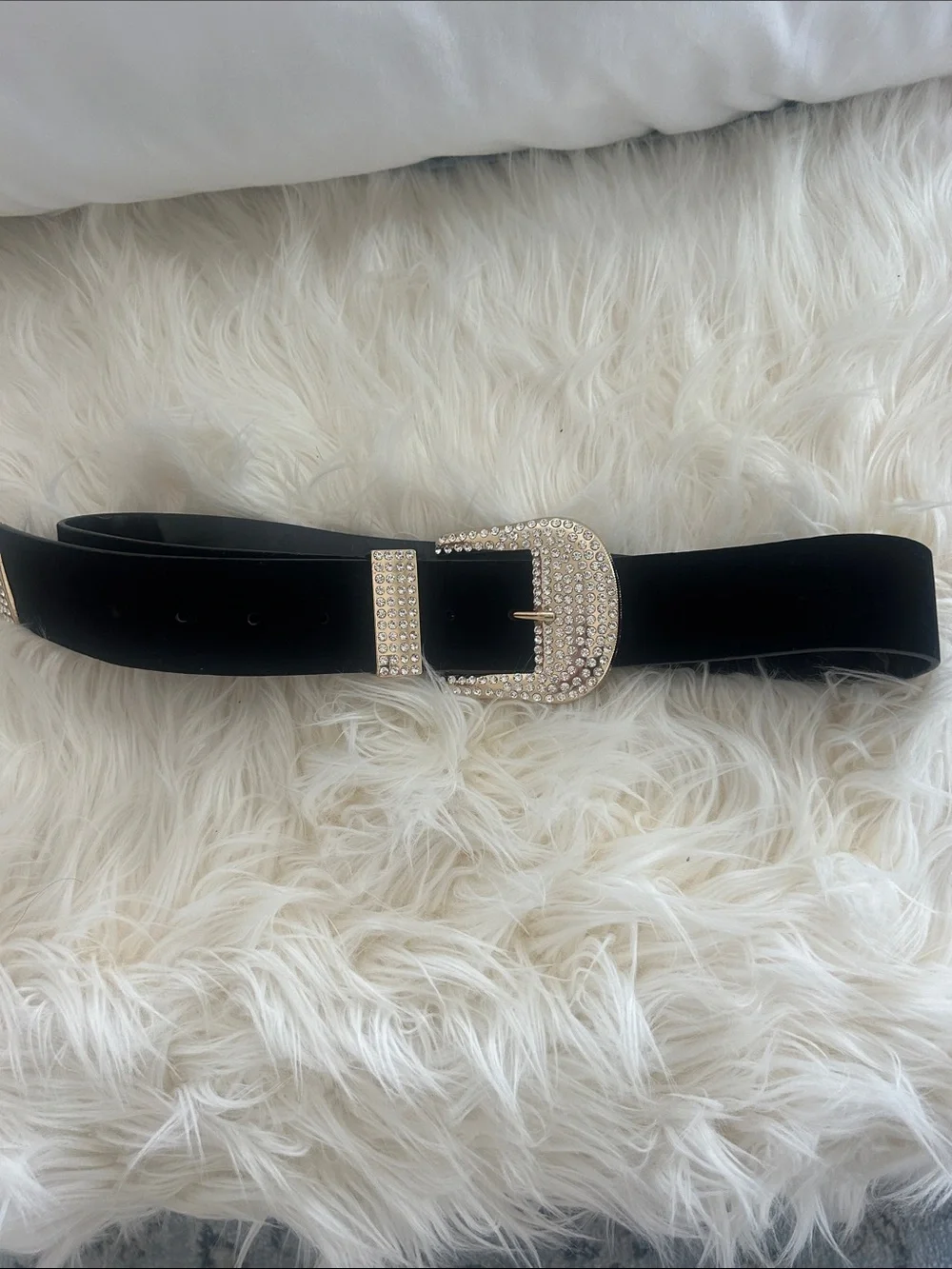 NWOT Zara Cowgirl Black Bejeweled Velvet Belt